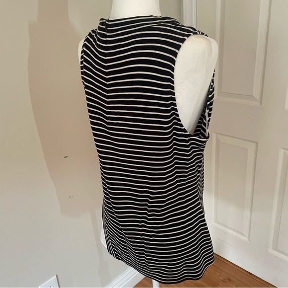 White House Black Market Size L - Black White Mock Neck Tank Stretch Modal Blend - Picture 6 of 7